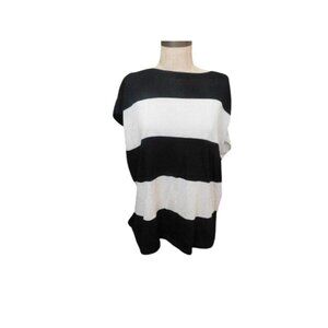 Anne Klein Size XL Knit Striped Cap Sleeve Zip Back Top NWT $79